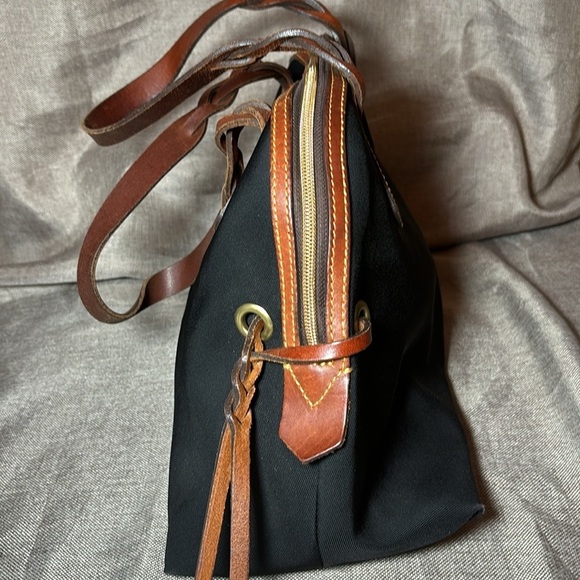 🔥SALE! DOONEY & BOURKE Black Canvas/Leather Braided Double Handle Satchel - Picture 6 of 14